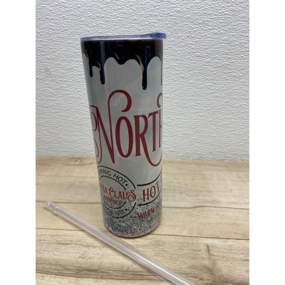 Zonegrace Stainless Steel Skinny Tumbler 20oz North Pole With Lid New